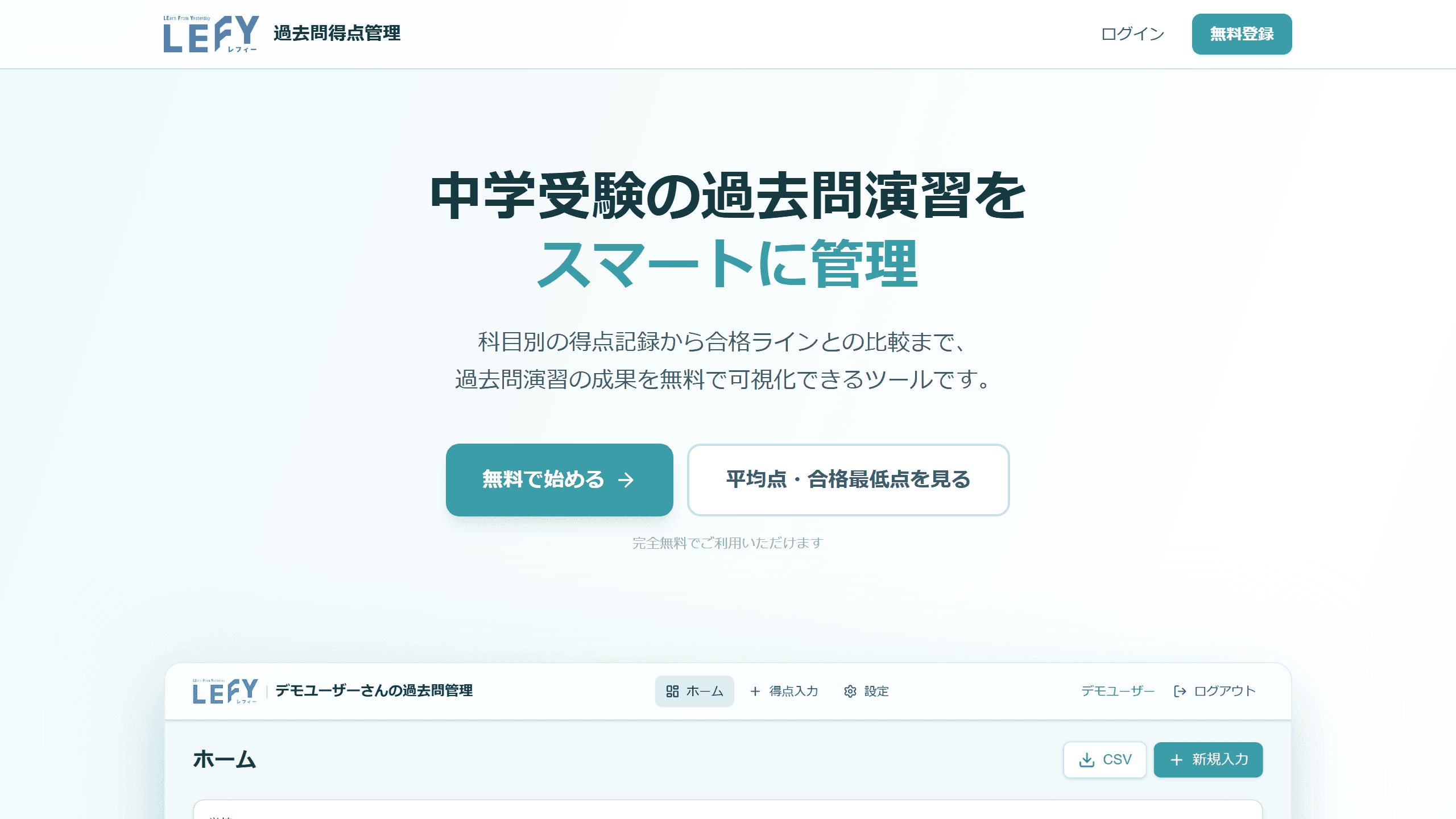 過去問得点管理 のスクリーンショット